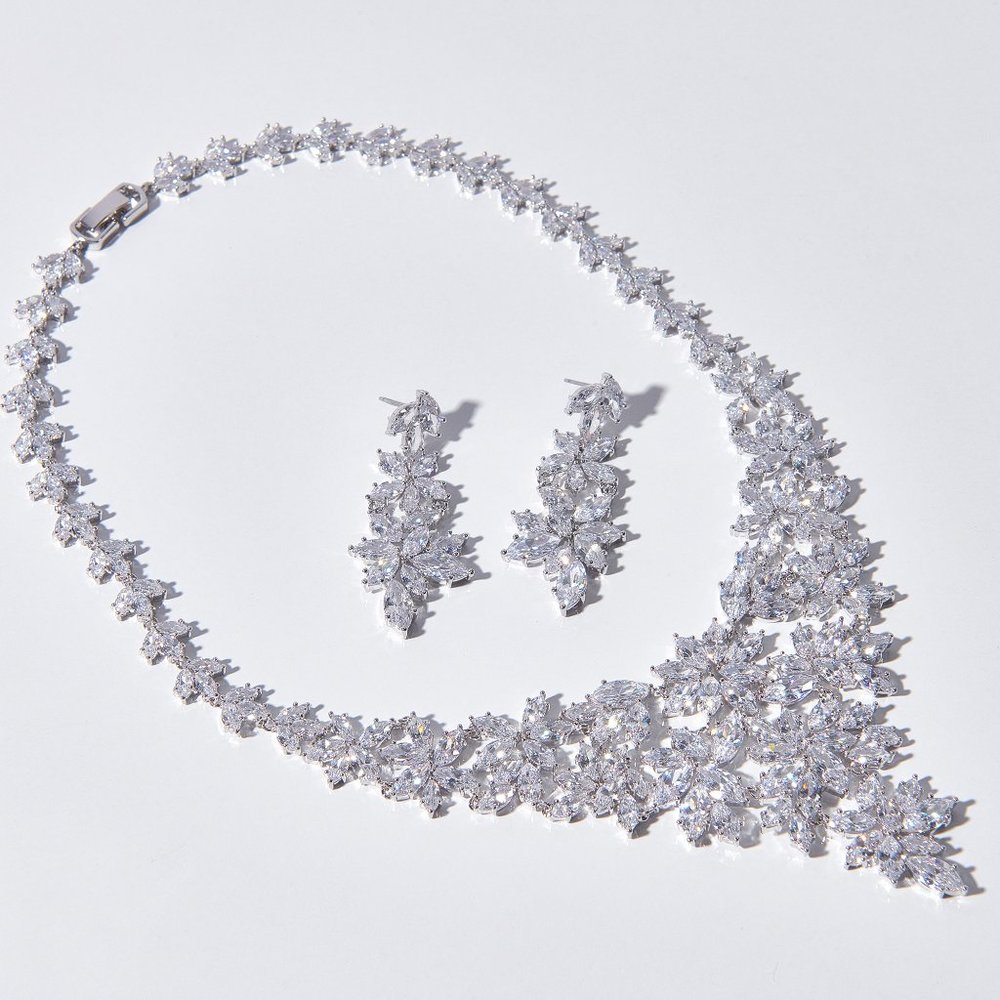 AAA Diamonelle CZ Statement Necklace Earrings Set